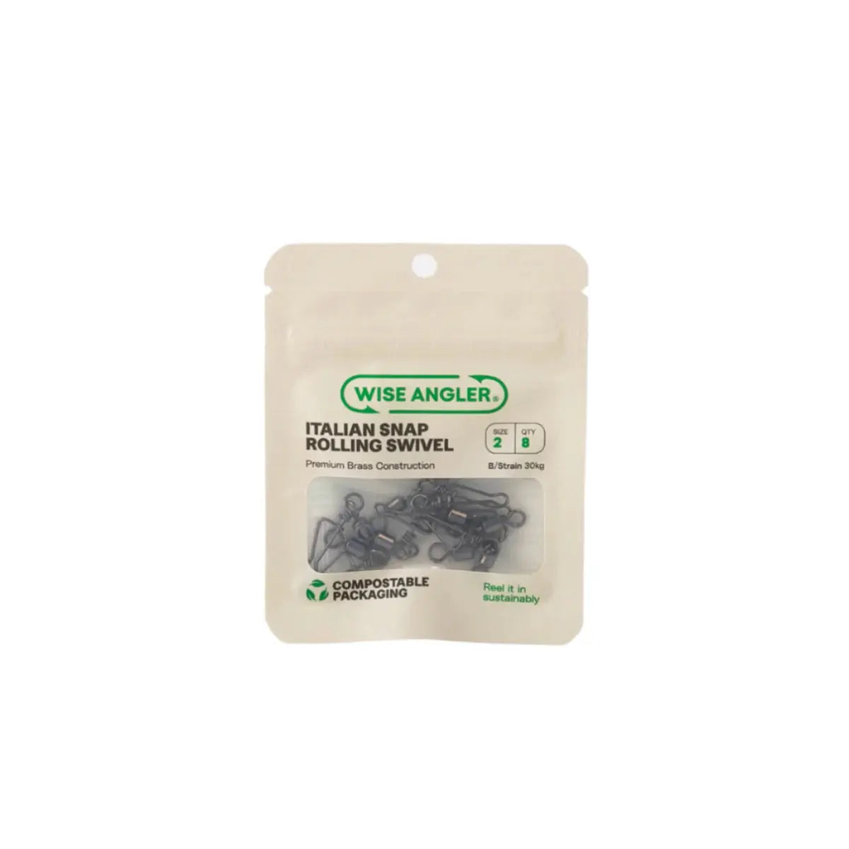 WISE ANGLER COMPOSTABLE PACKAGING ITALIAN SNAP ROLLING SWIVEL FISHING
