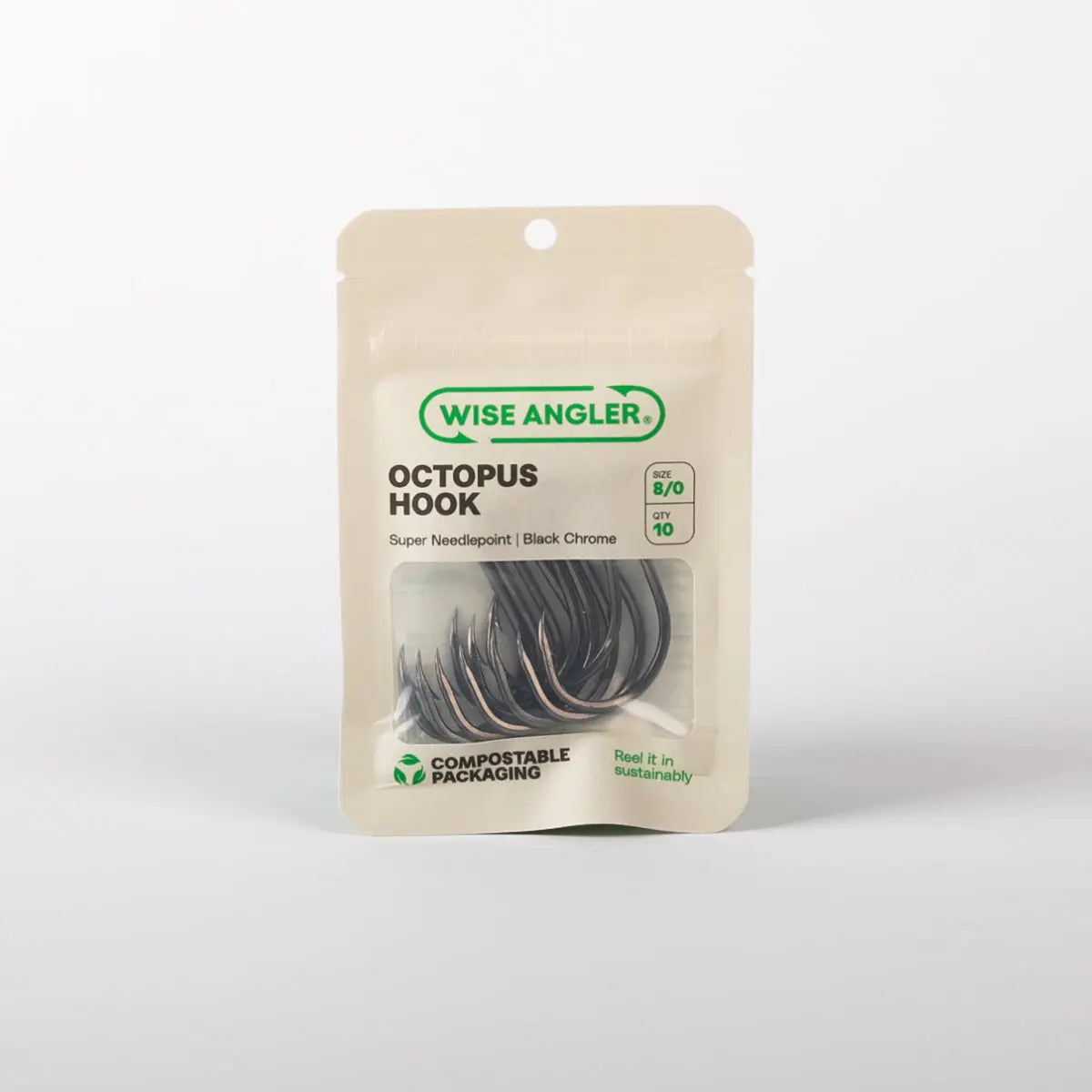 WISE ANGLER COMPOSTABLE PACKAGING OCTOPUS FISHING HOOK