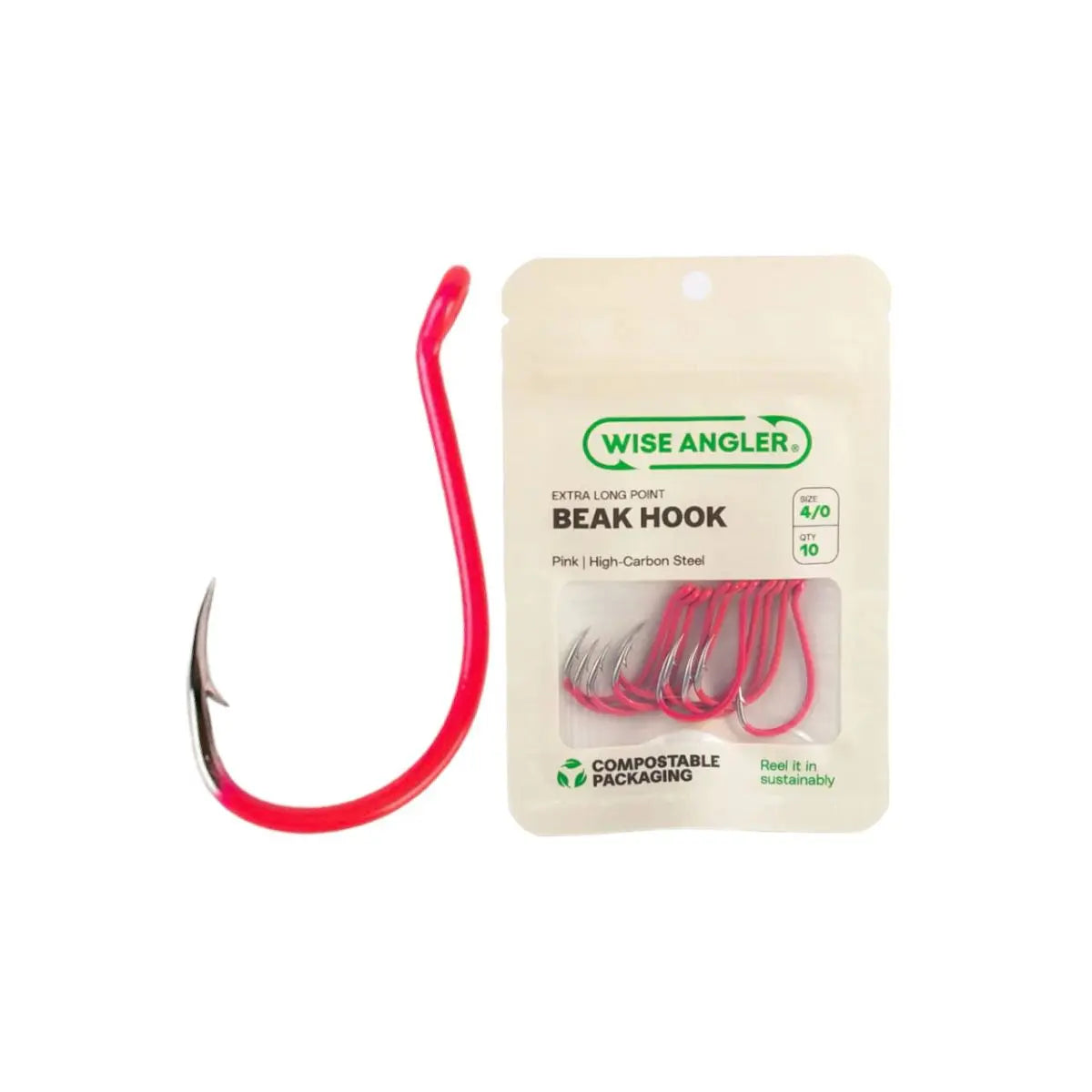 Beak Hook - Extra Long Point / Pink - WISE ANGLER